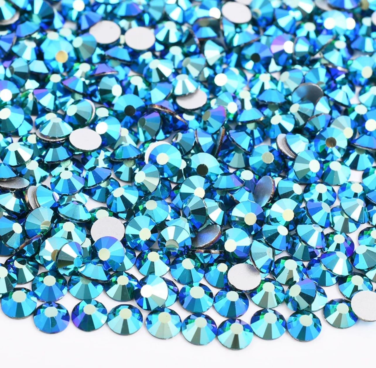 Glass Crystal Rhinestones, SS3-SS20 Mix, Emerald AB