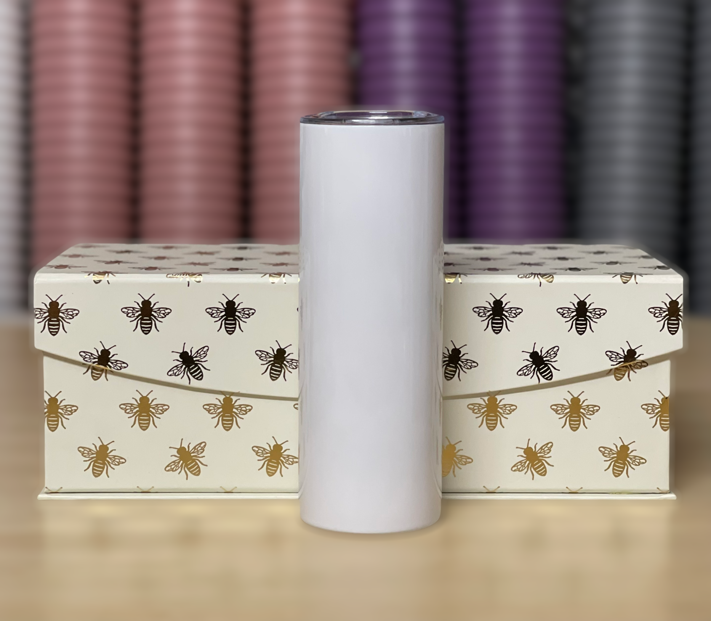 20 oz  Flat Edge Skinny Straight Sublimation Tumbler, White