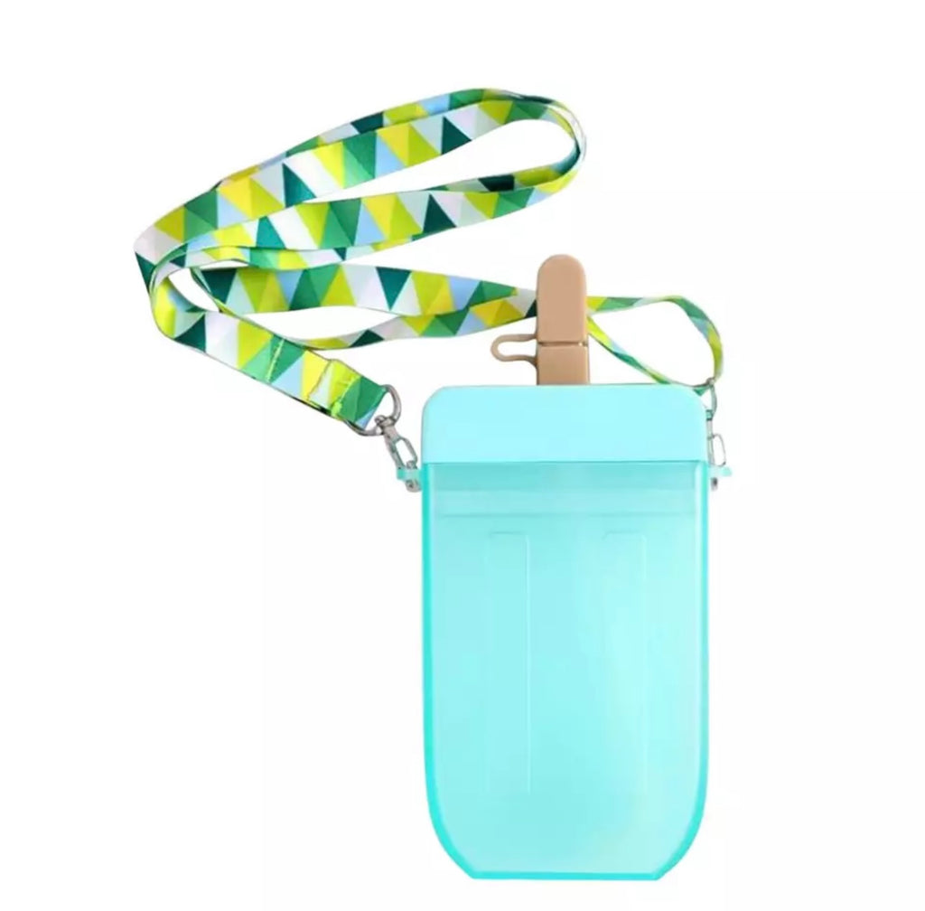 Popsicle Water Bottle W/ Straw and Strap, 10oz