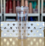 Load image into Gallery viewer, 24 oz Clear Double Wall Tumbler, Clear with Strawless Sip Lid
