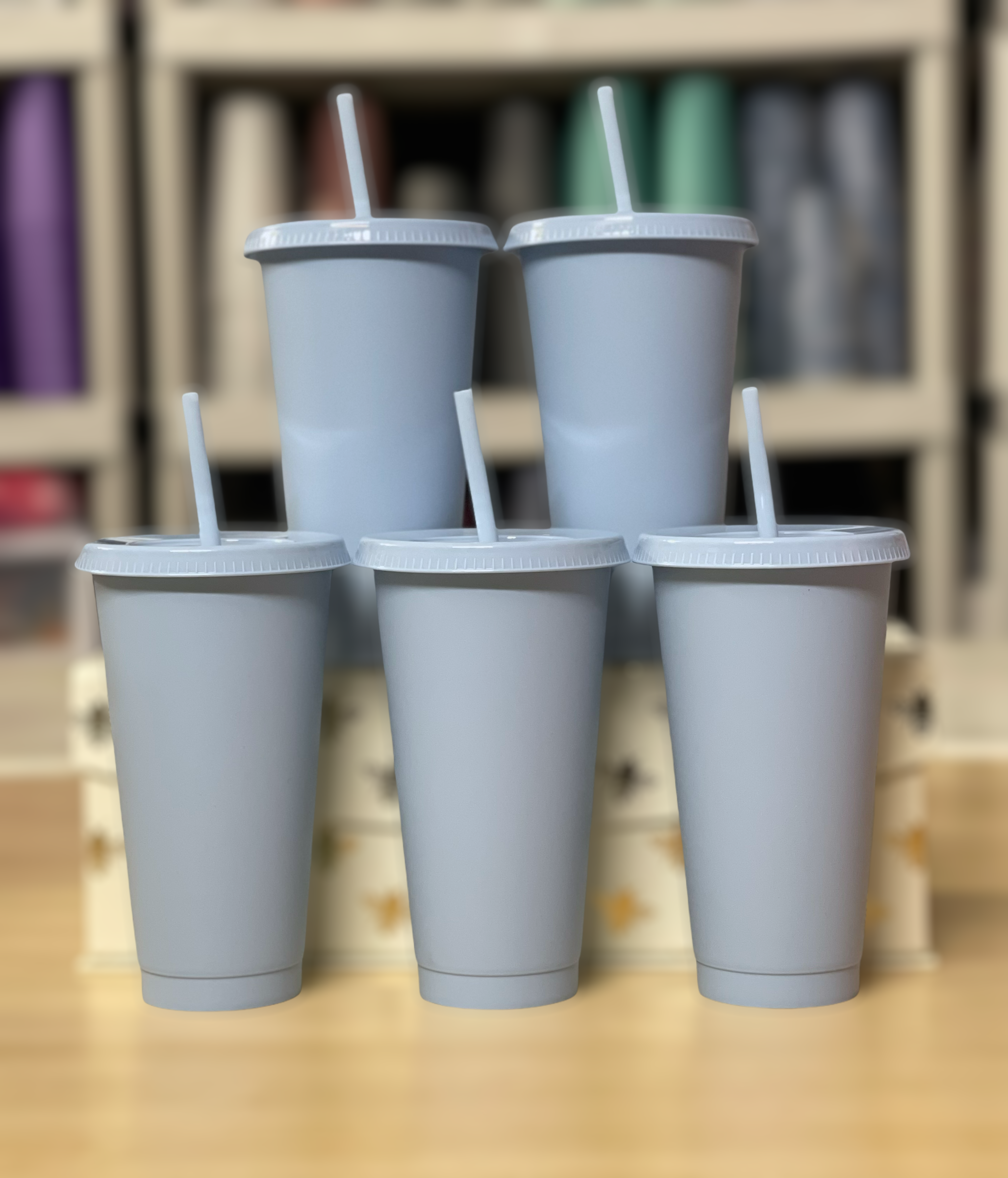 24oz Matte Cold Cups, Pale Blue Grey, 5 pack