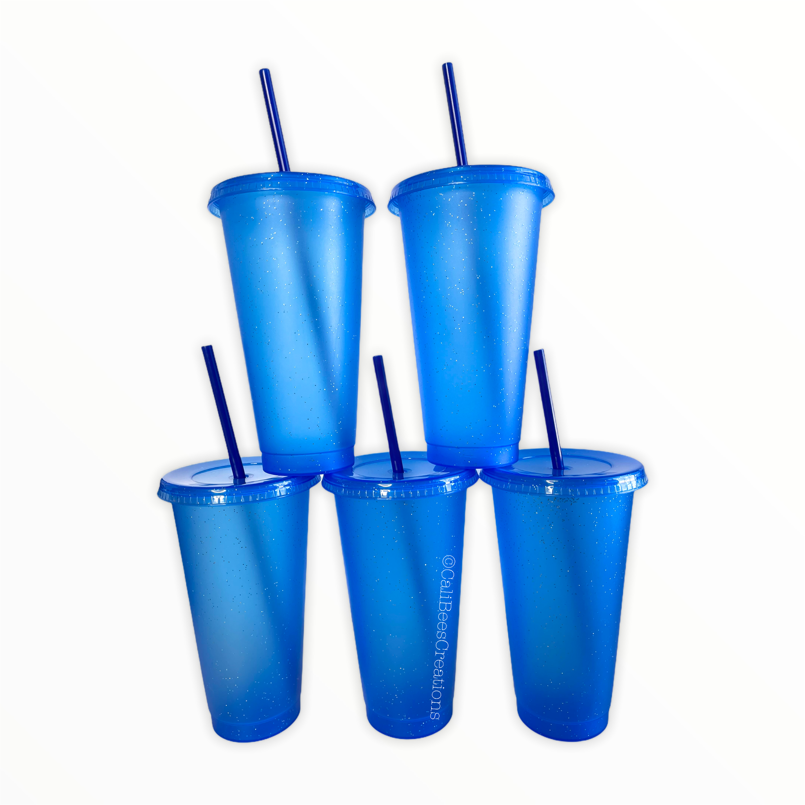 24oz Glitter Cold Cups, Bright Blue 5 Pack