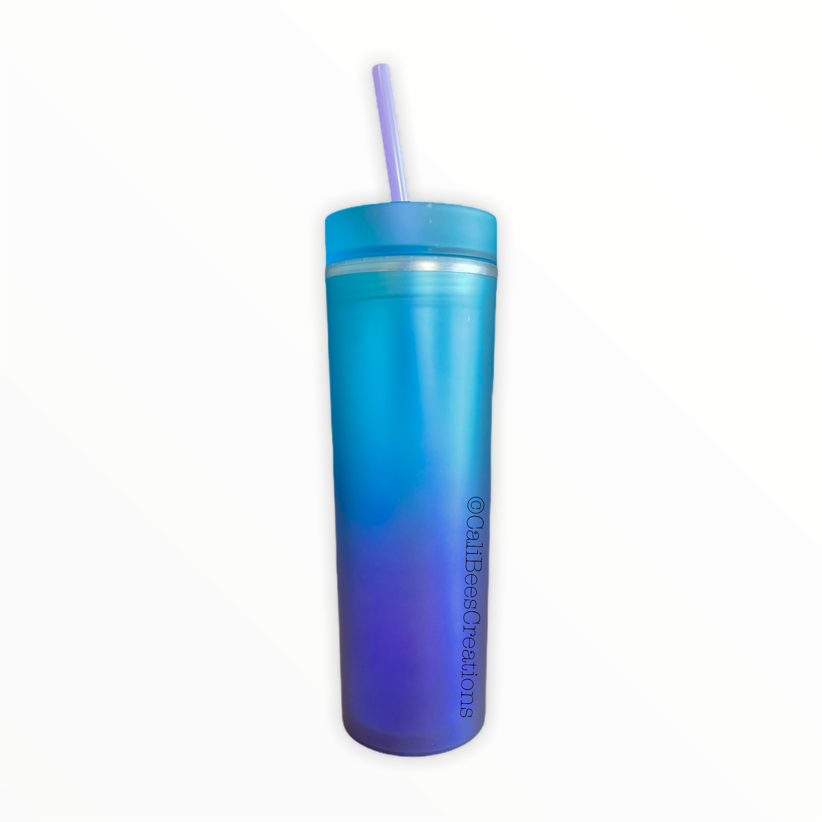 16 oz Double Wall Acrylic Skinny Tumbler, Blue/Purple