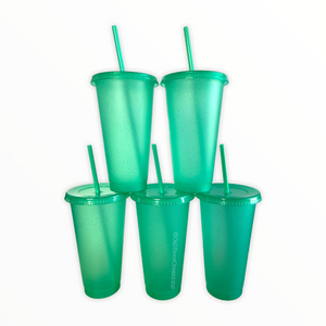 24oz Glitter Cold Cups, Bright Green 5 Pack