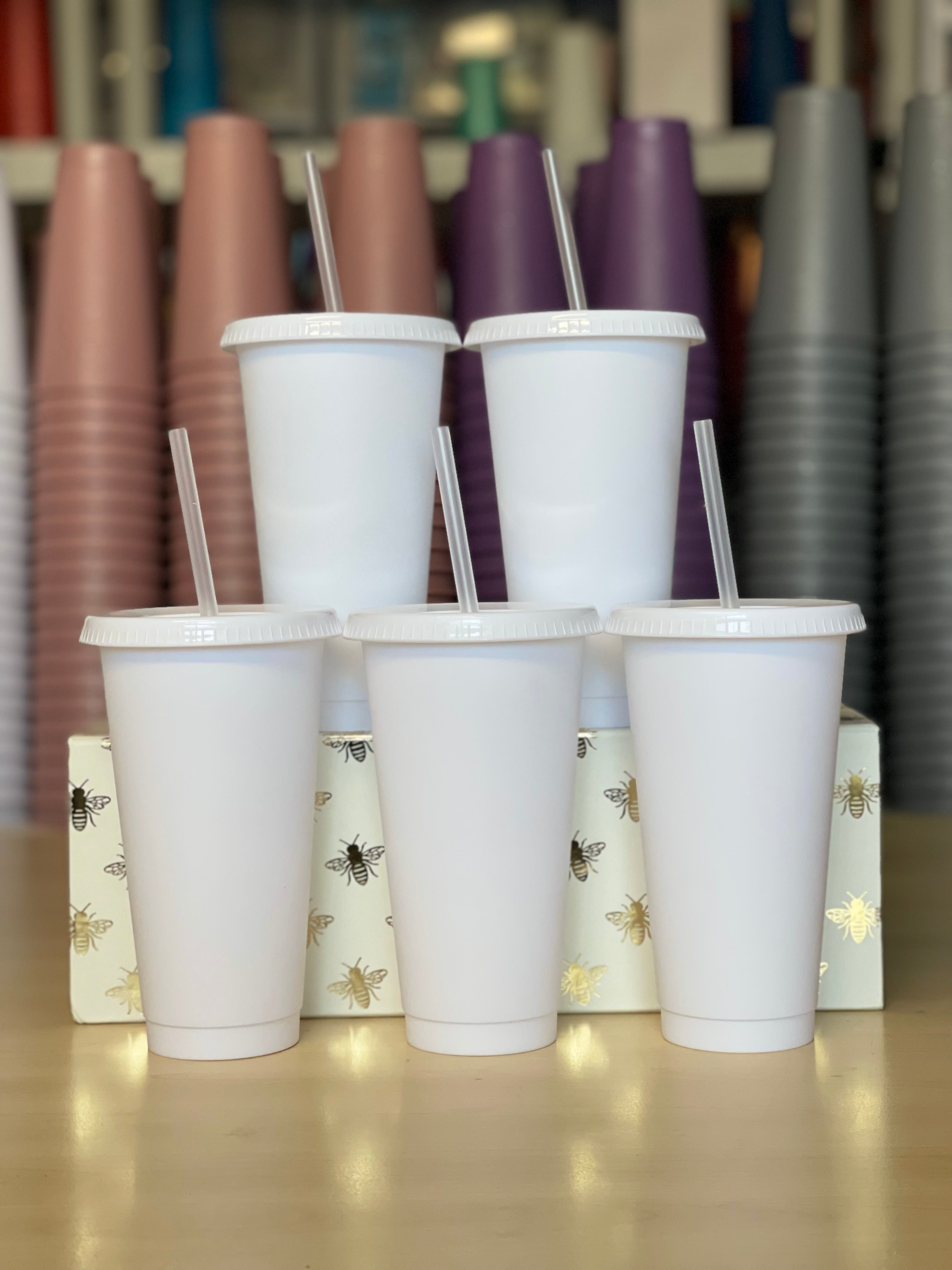 24oz White Matte Cold Cups, 5 pack