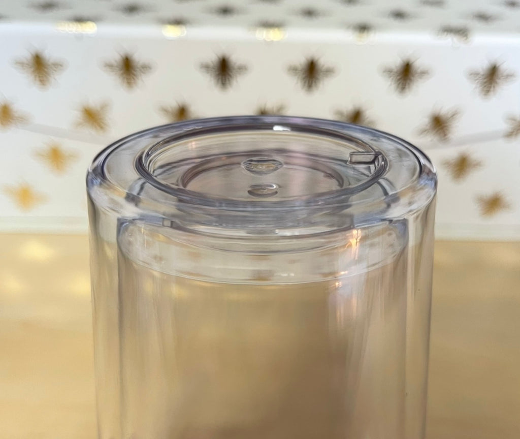 8 oz Clear Double Wall Tumbler, Clear Lid/Straw
