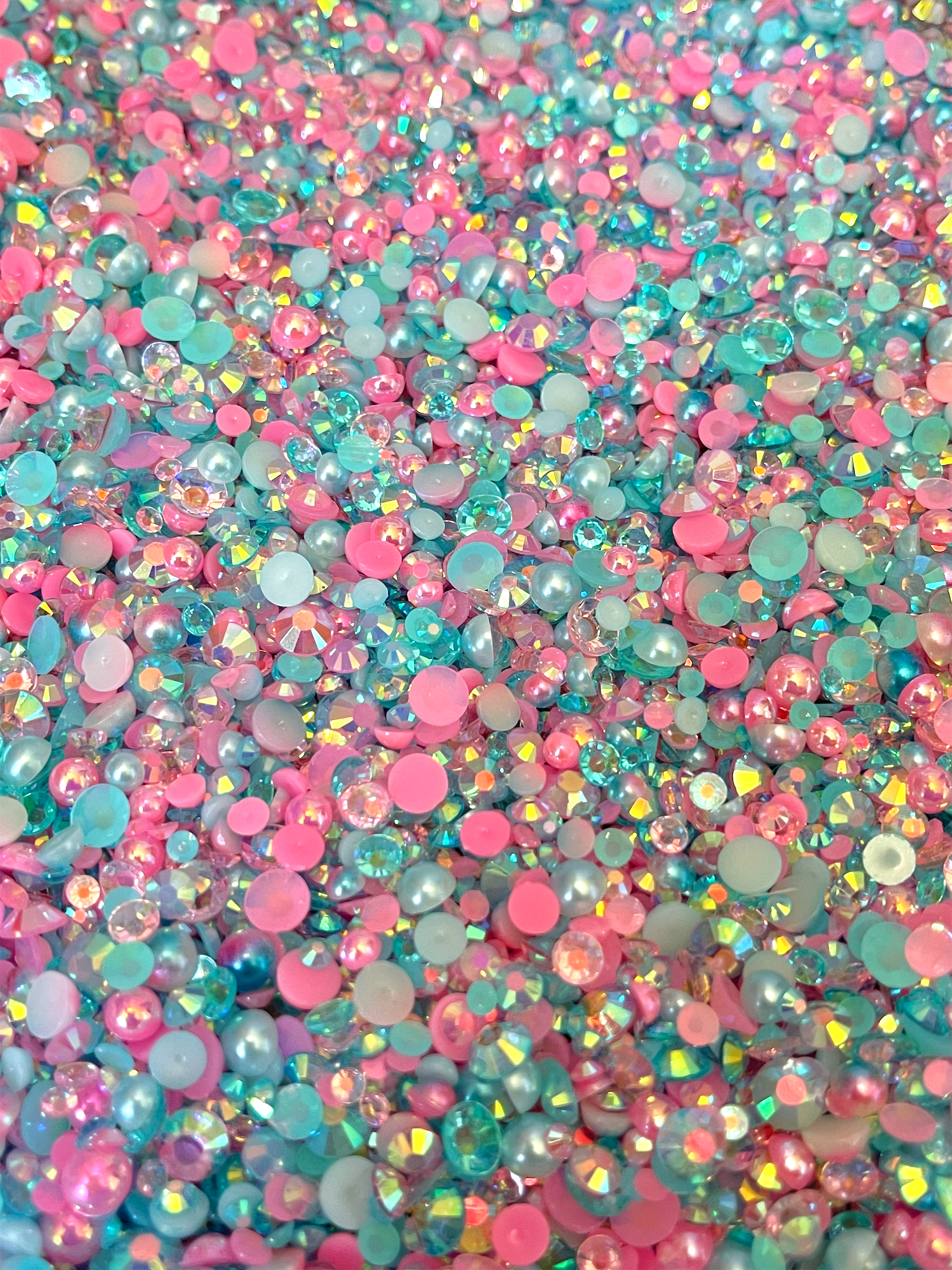 Flat Back Pearl and Rhinestone Mix, Cotton Candy