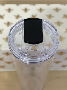 24 oz Clear Double Wall Tumbler, Clear with Strawless Sip Lid