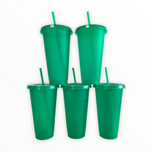 24oz Glitter Cold Cups, The Neon Collection Green 5 Pack