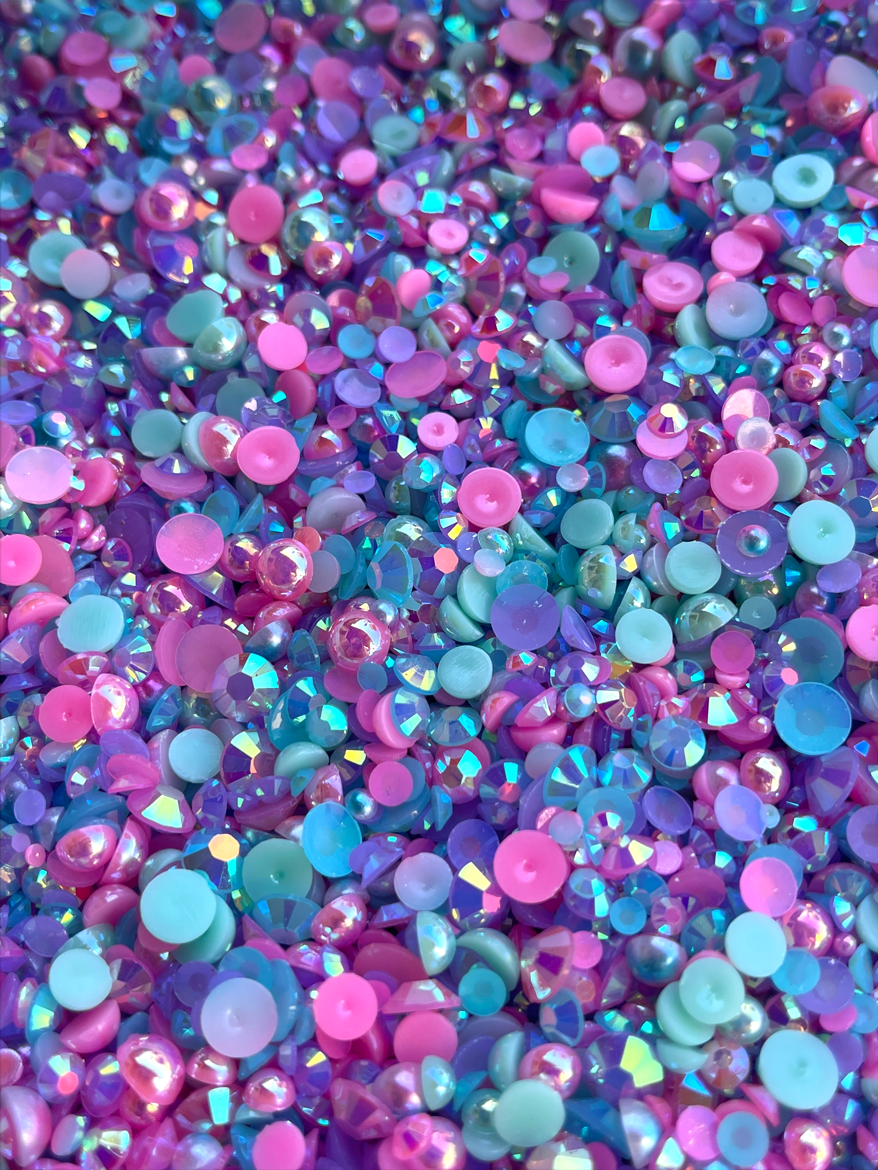 Shades of Purple Pearl Mix, Flatback Pearls and Rhinestone Mix