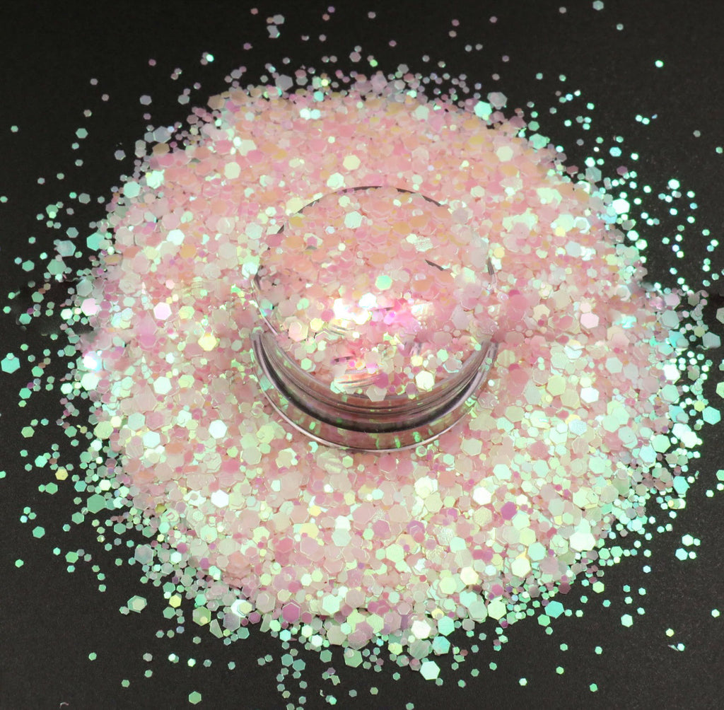 Chunky Mix Glitter, Pearl Pink (Glow in the Dark)