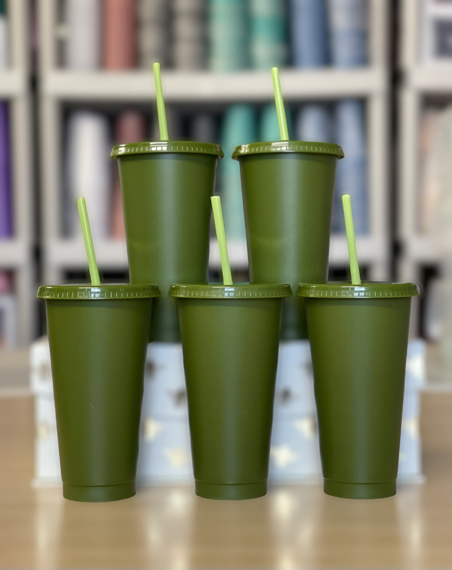 24 oz Matcha Green Matte Cold Cups, 5 pack
