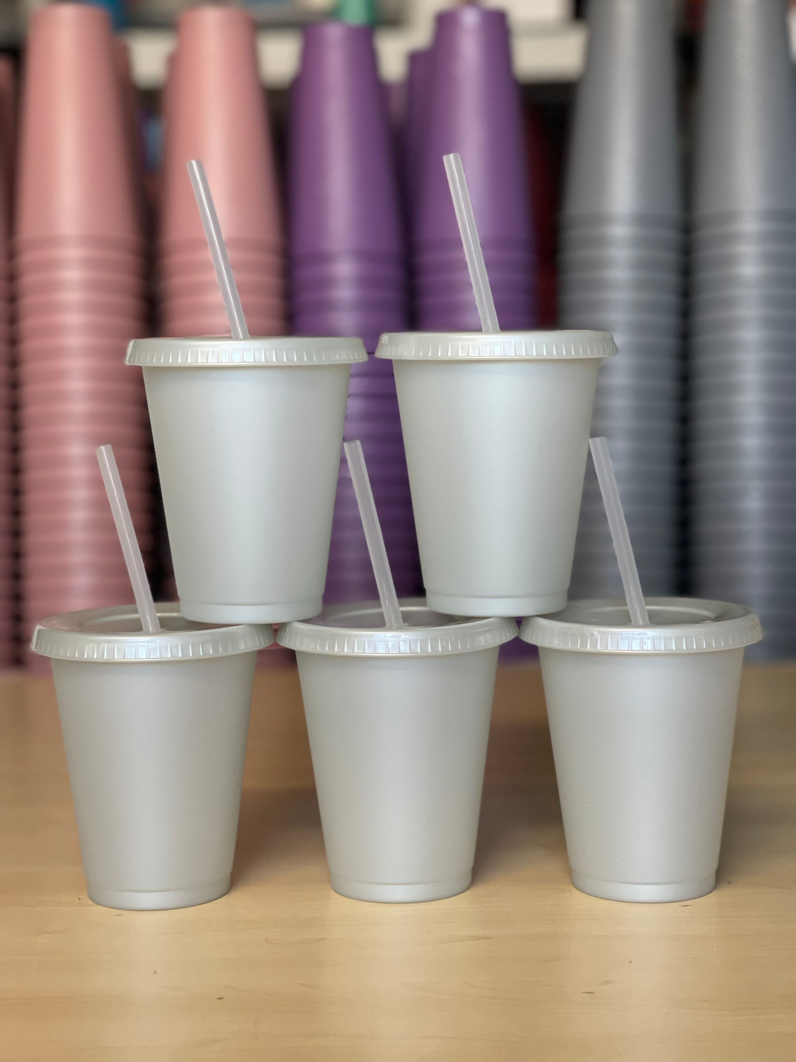 16oz Cold Cups, Silver 5 pack