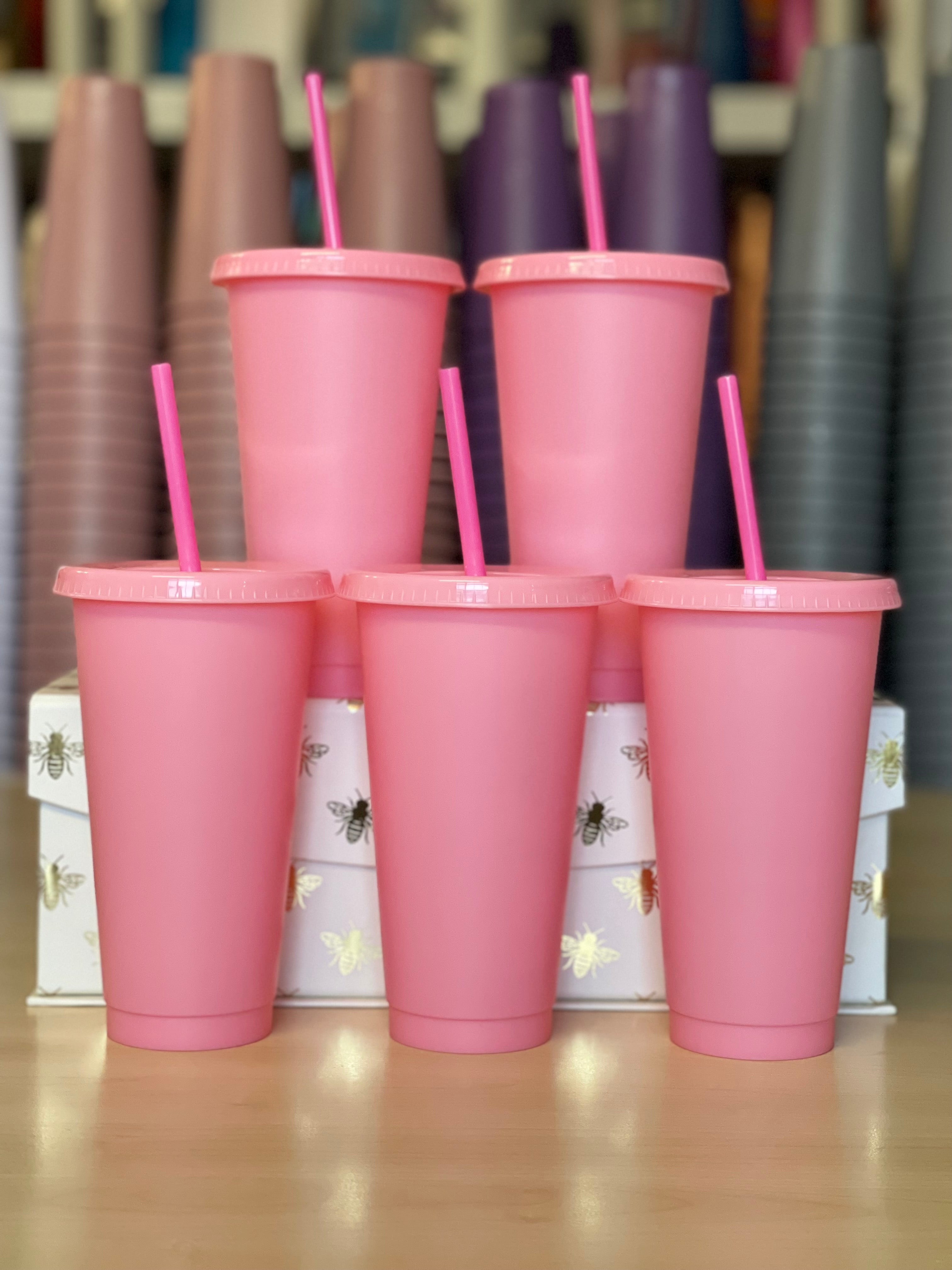24 oz Pink Matte Cold Cups, 5 pack