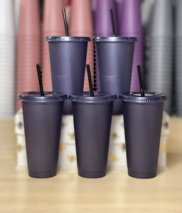 24oz Glitter Cold Cups, Galactic Gray 5 Pack