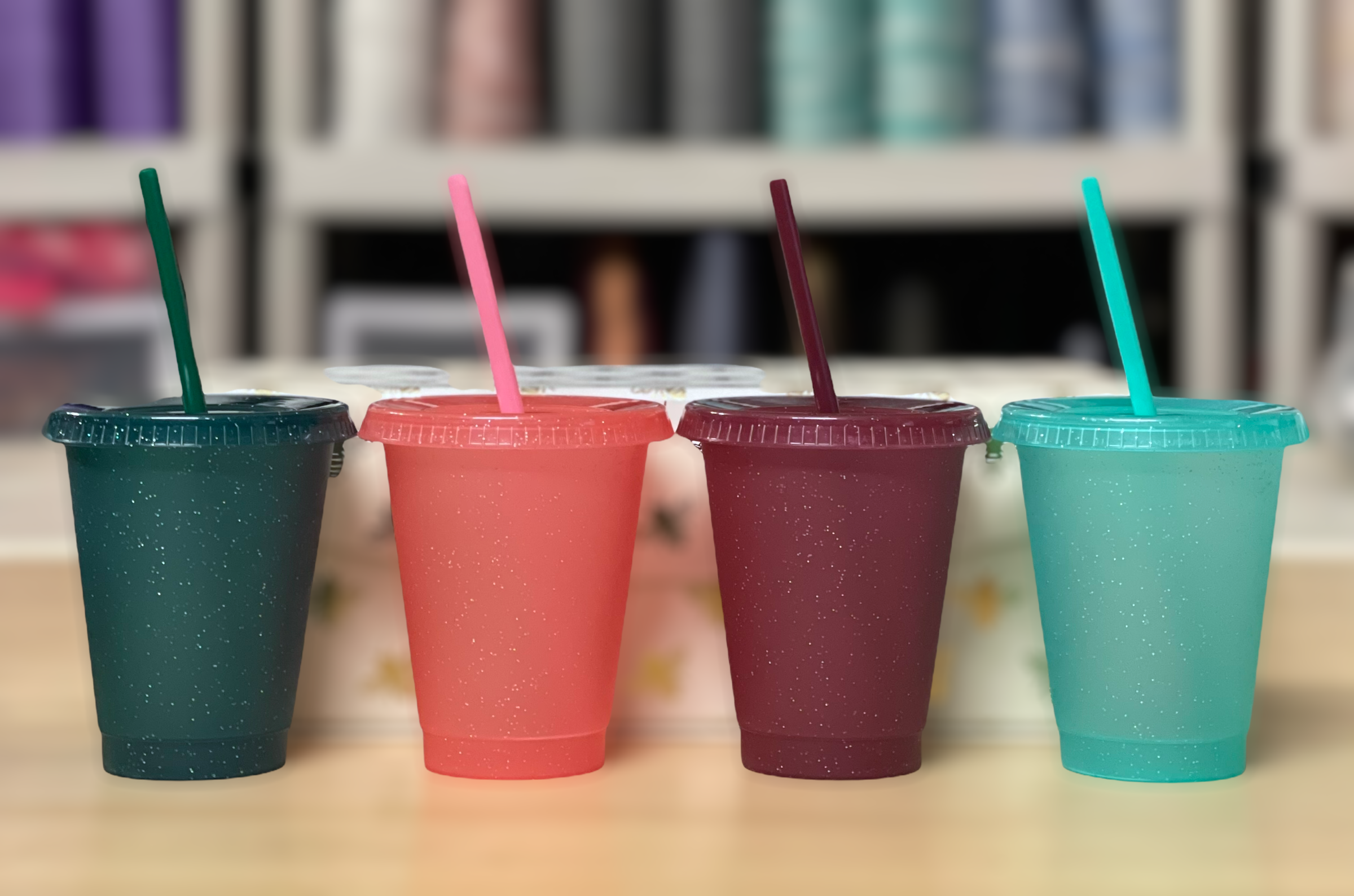 16oz Glitter Cold Cups, Winter Collection 4 Pack