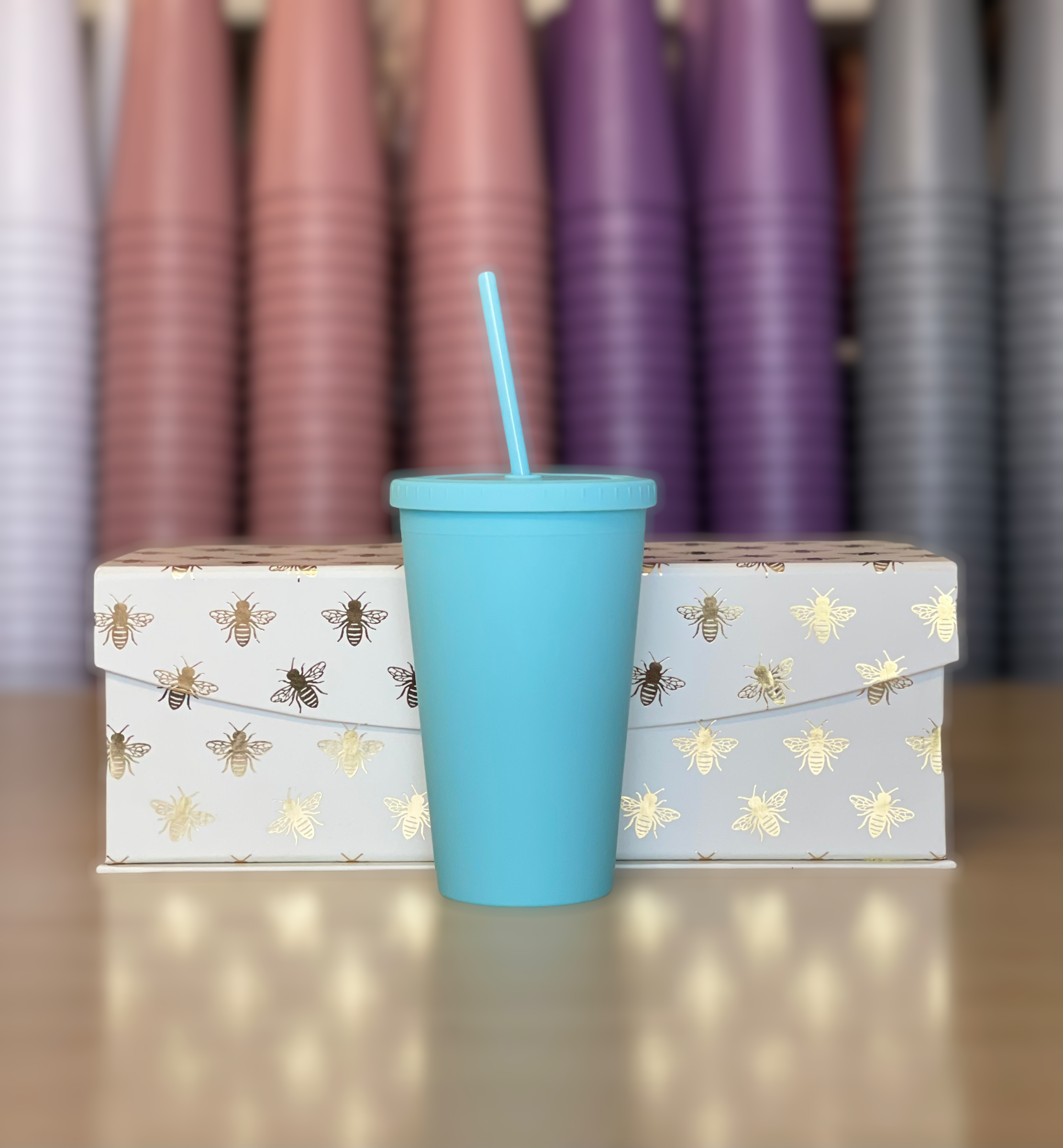 16 oz Double Wall Matte Tumbler, Light Blue