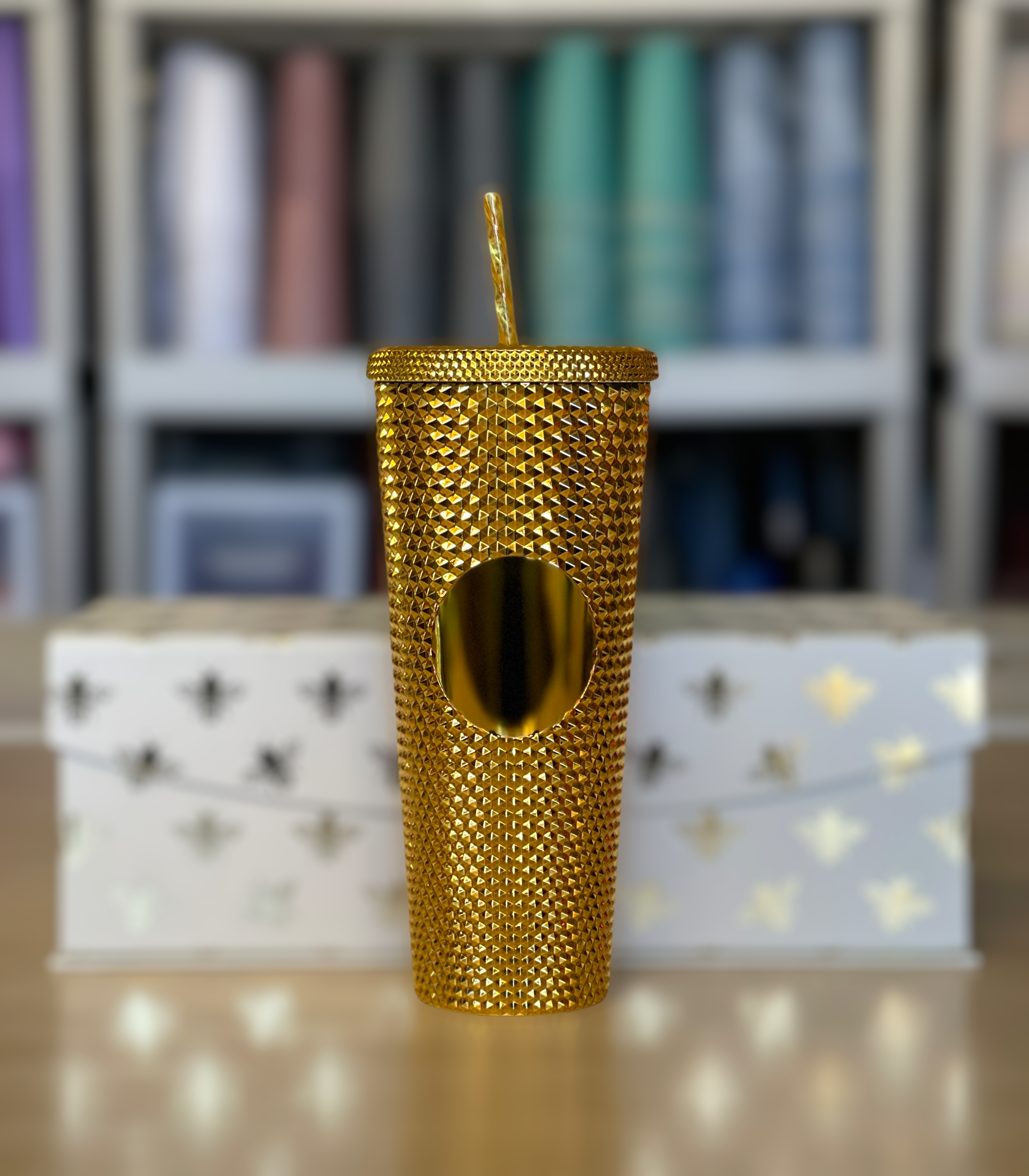 24 oz Double Wall Studded Tumbler, Gold