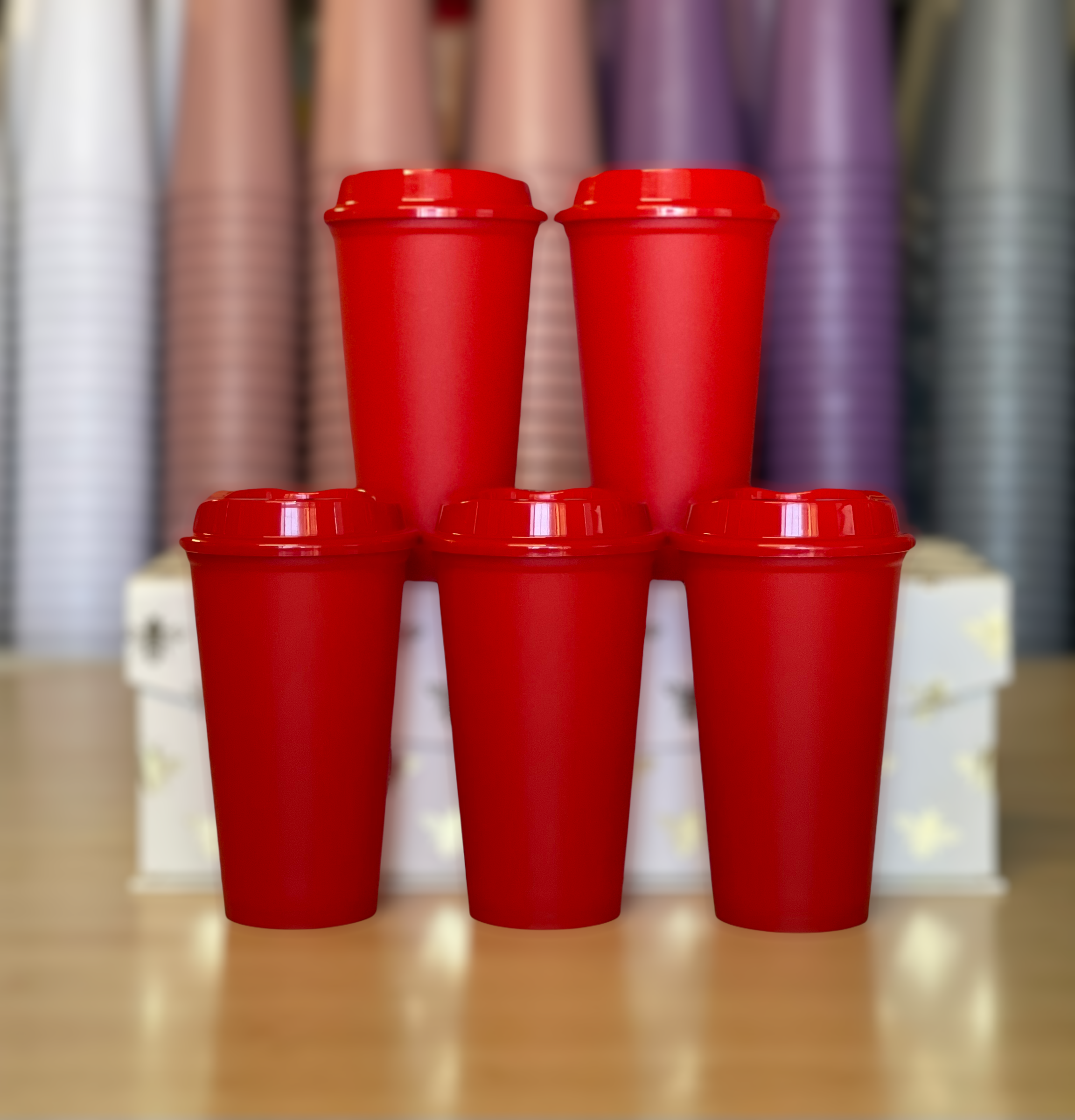 16oz Hot Cups, Red 5 pack