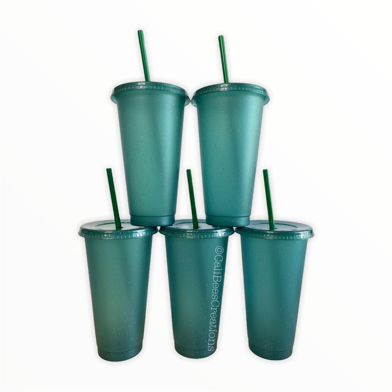 24oz Glitter Cold Cups, Emerald 5 Pack