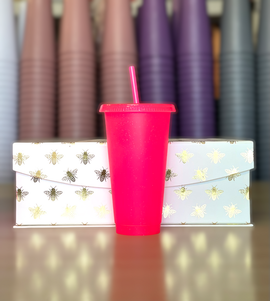 24oz Glitter Cold Cups, The Neon Collection Purple 5 Pack – Cali