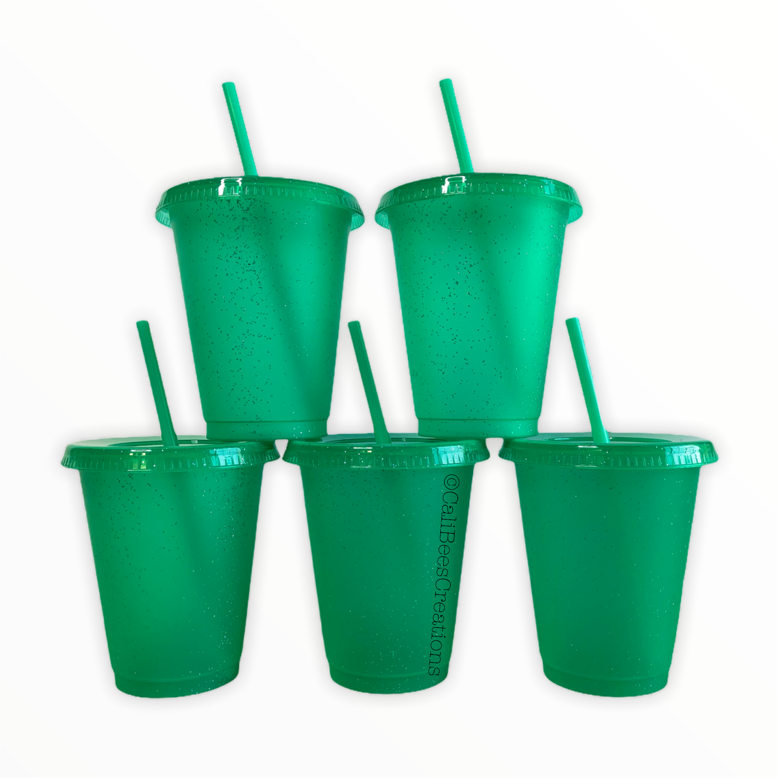 16oz Glitter Cold Cups, The Neon Collection Green 5 Pack