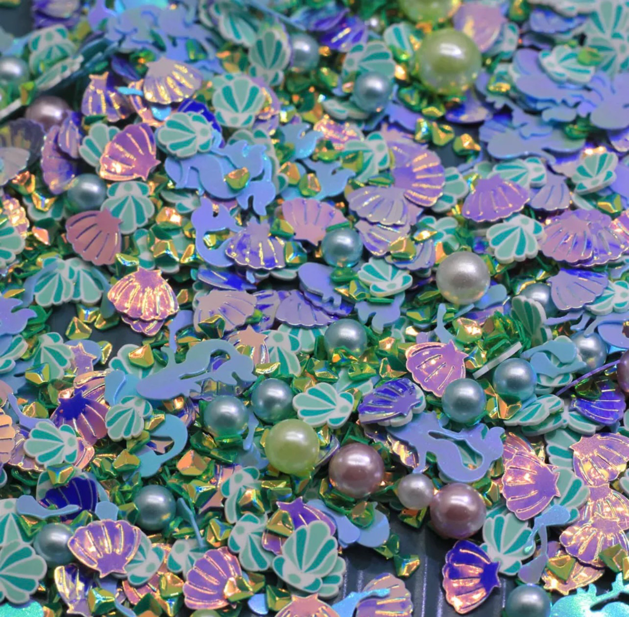 Polymer Clay with Sequins and Pearls, Under The Sea