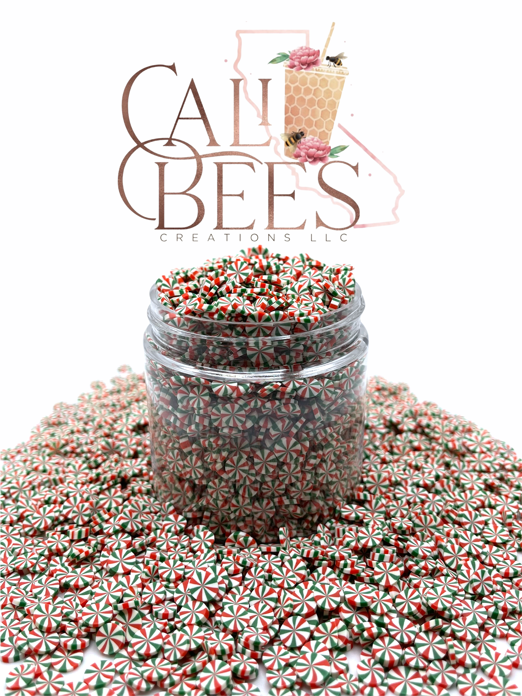 Polymer Clay, Red, Green, White Peppermint