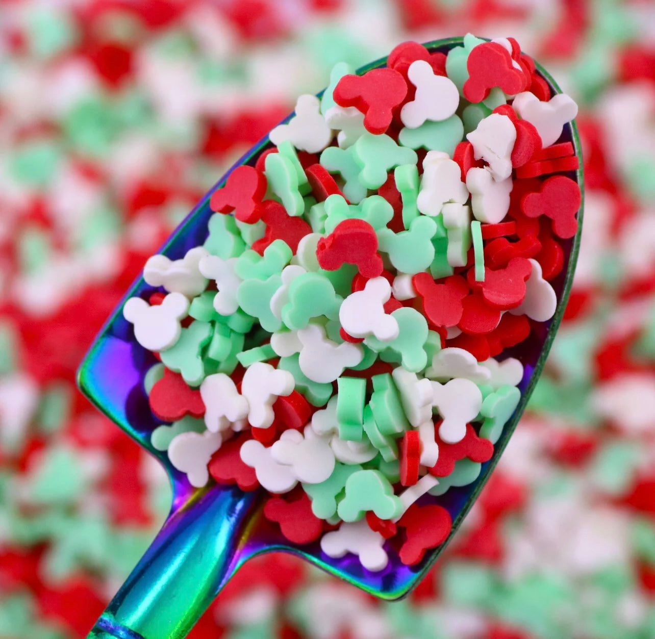 Polymer Clay, Red, Green, & White Mouse