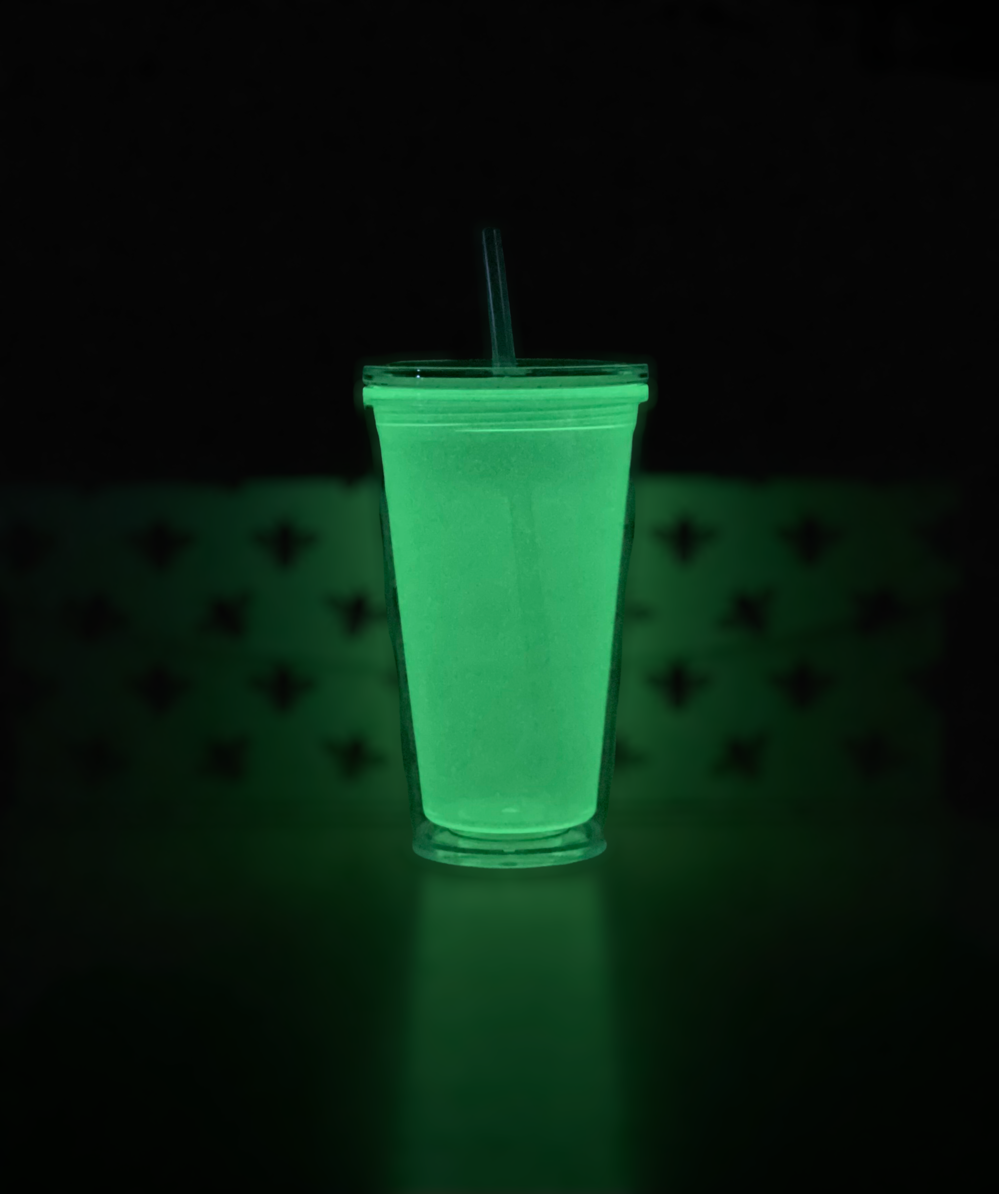Clear Double Wall Tumbler, Glow in the Dark, 24 oz or 16 oz