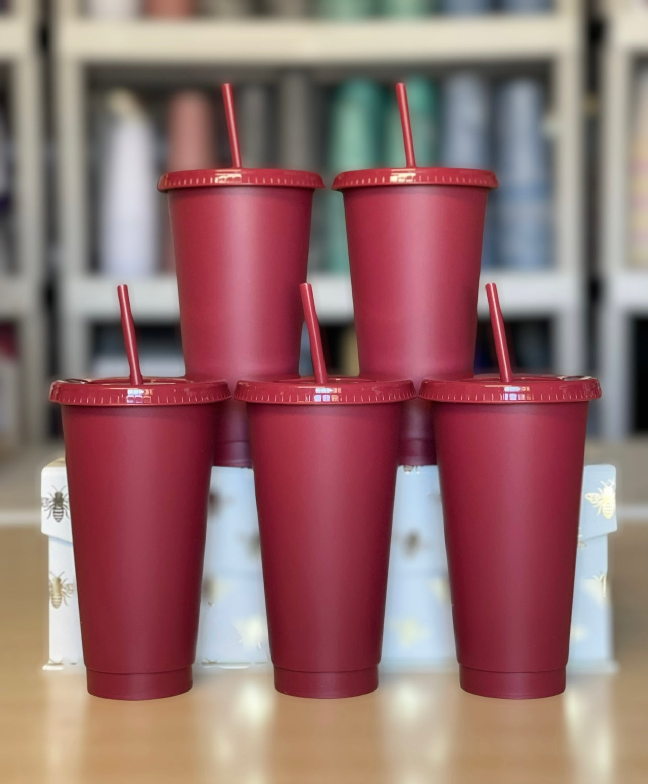 Solid Glitter Cold Cups, The Rose Collection, 5 pack, Red Rose