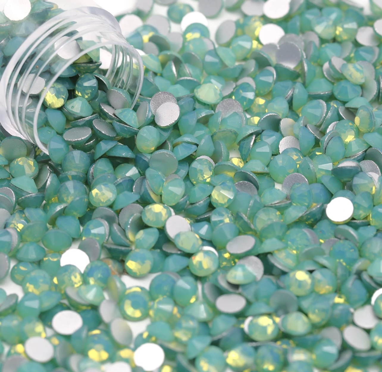 Glass Crystal Rhinestones, SS3-SS20 Mix, Green Opal