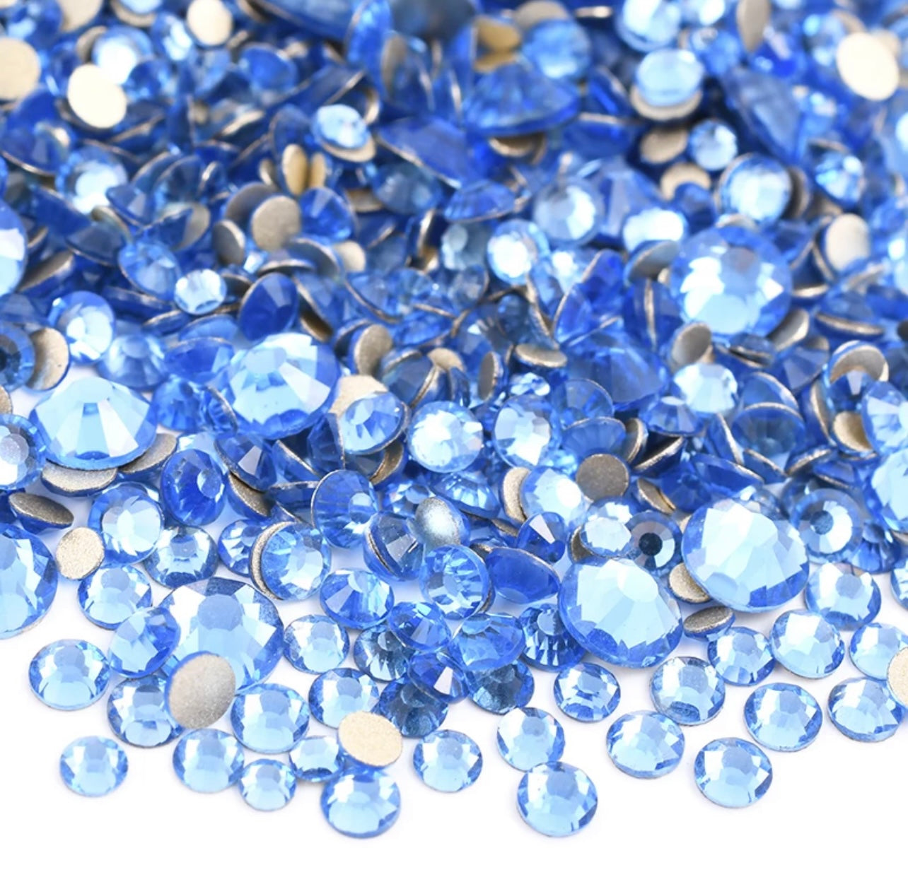 Glass Crystal Rhinestones, SS3-SS20 Mix, Light Sapphire
