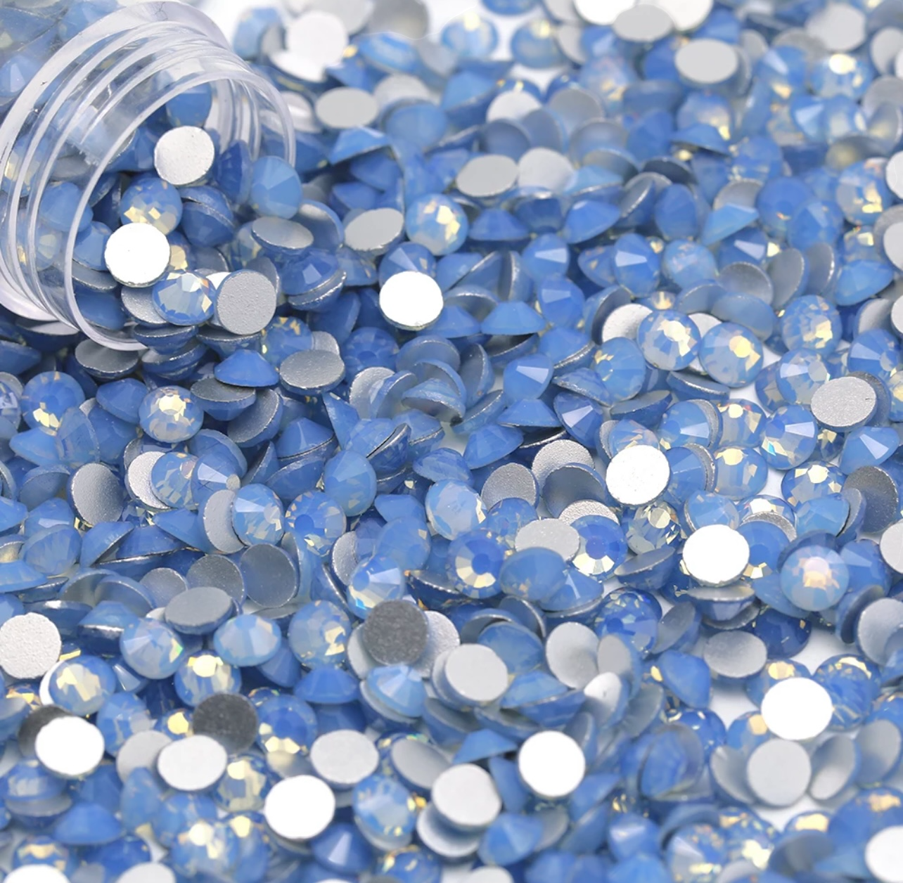 Glass Crystal Rhinestones, SS3-SS20 Mix, Blue Opal