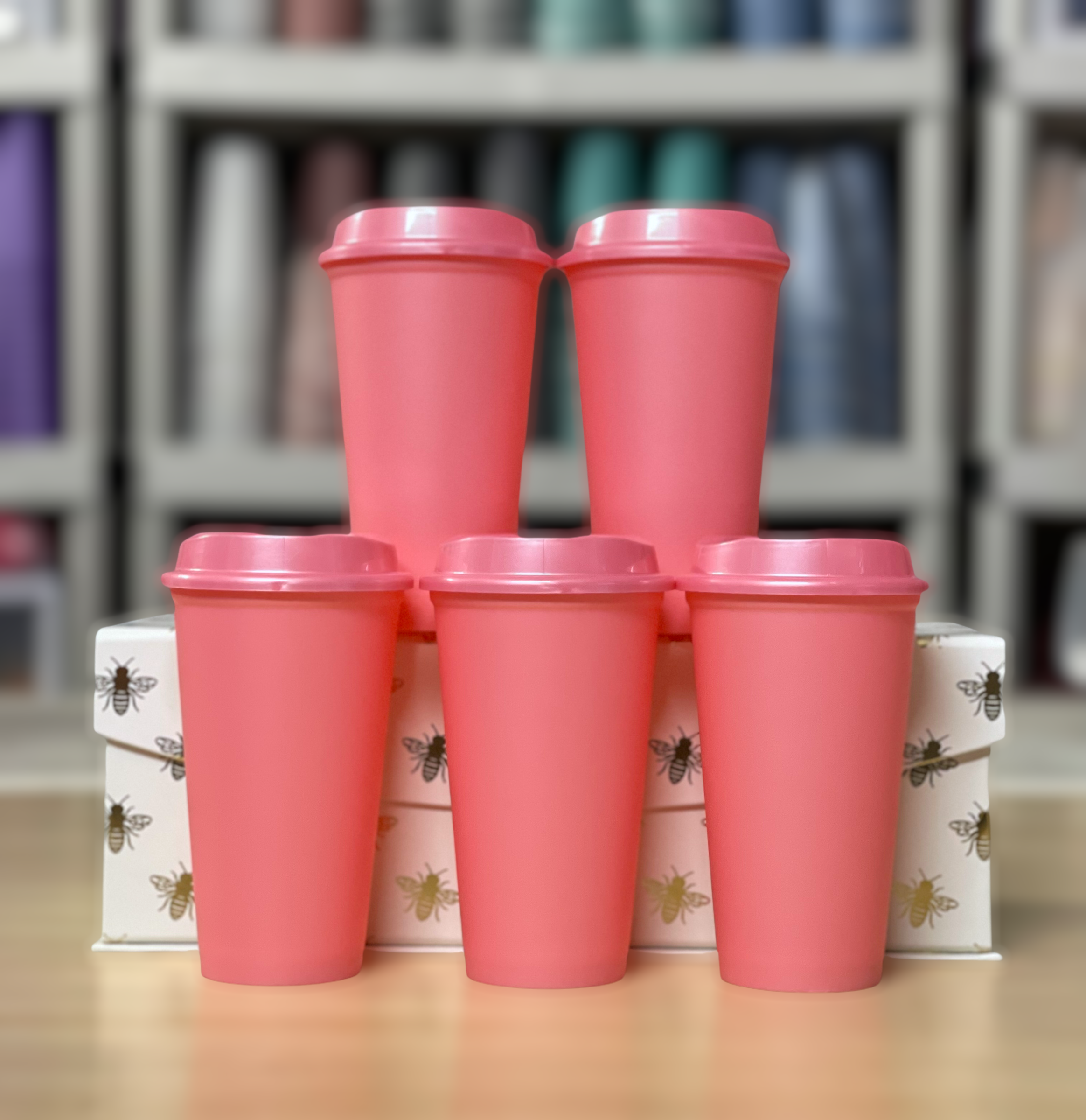 16oz Hot Cups, Rose Pink 5 Pack