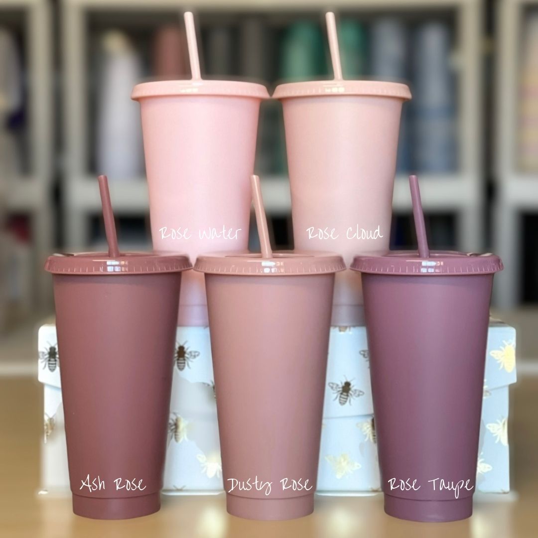 24oz Solid Glitter Cold Cups, The Rose Collection (Choose your color) 5 Pack