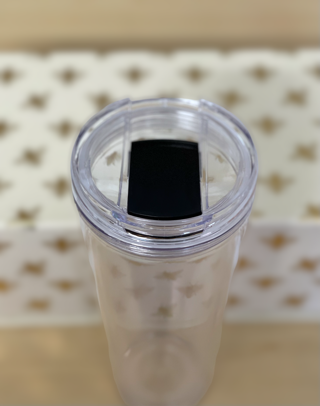 24 oz Clear Double Wall Tumbler, Clear with Strawless Sip Lid