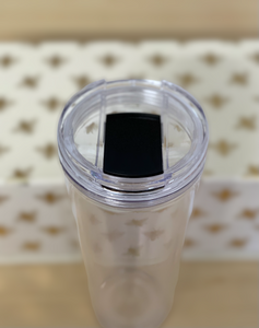 24 oz Clear Double Wall Tumbler, Clear with Strawless Sip Lid