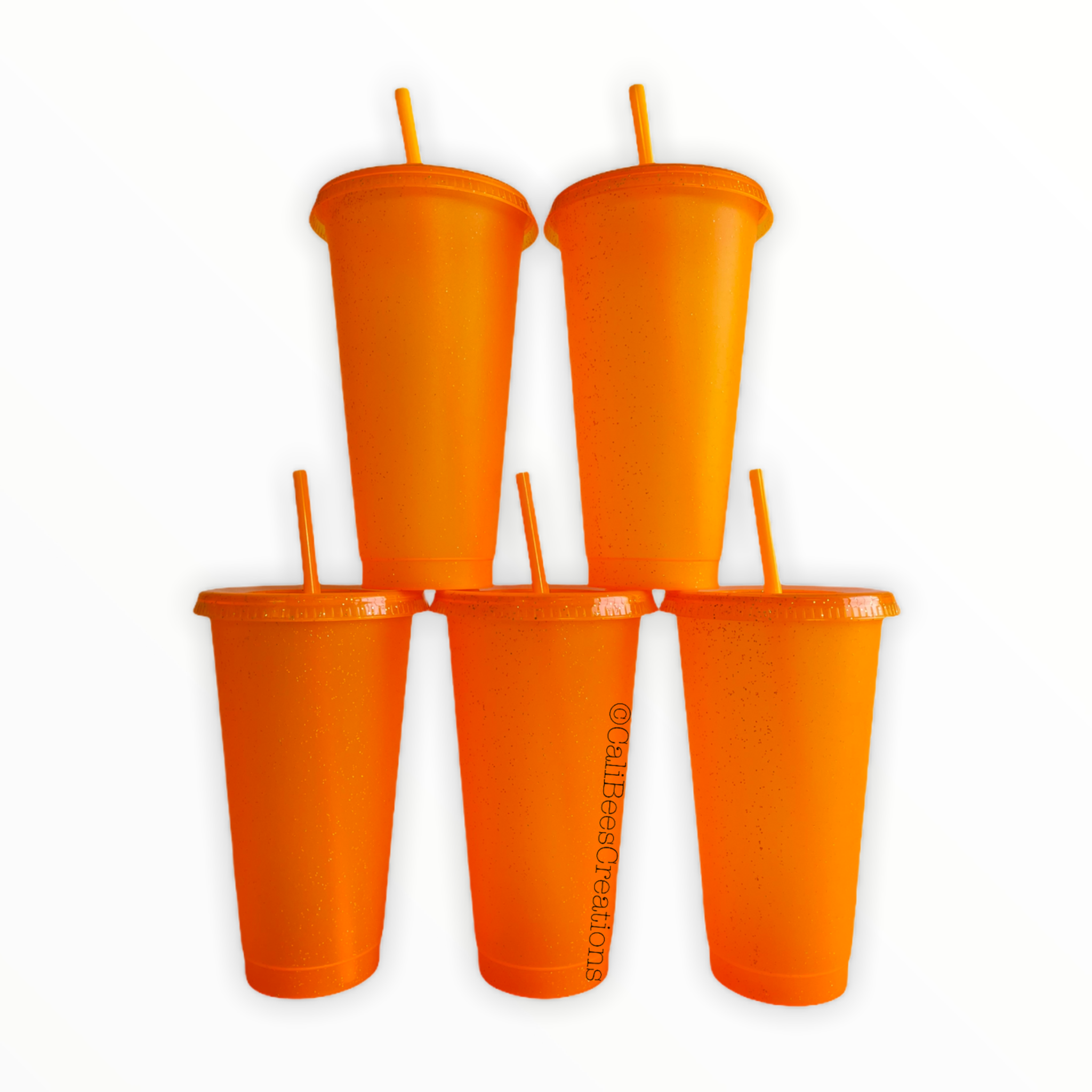 24oz Glitter Cold Cups, The Neon Collection Orange 5 Pack