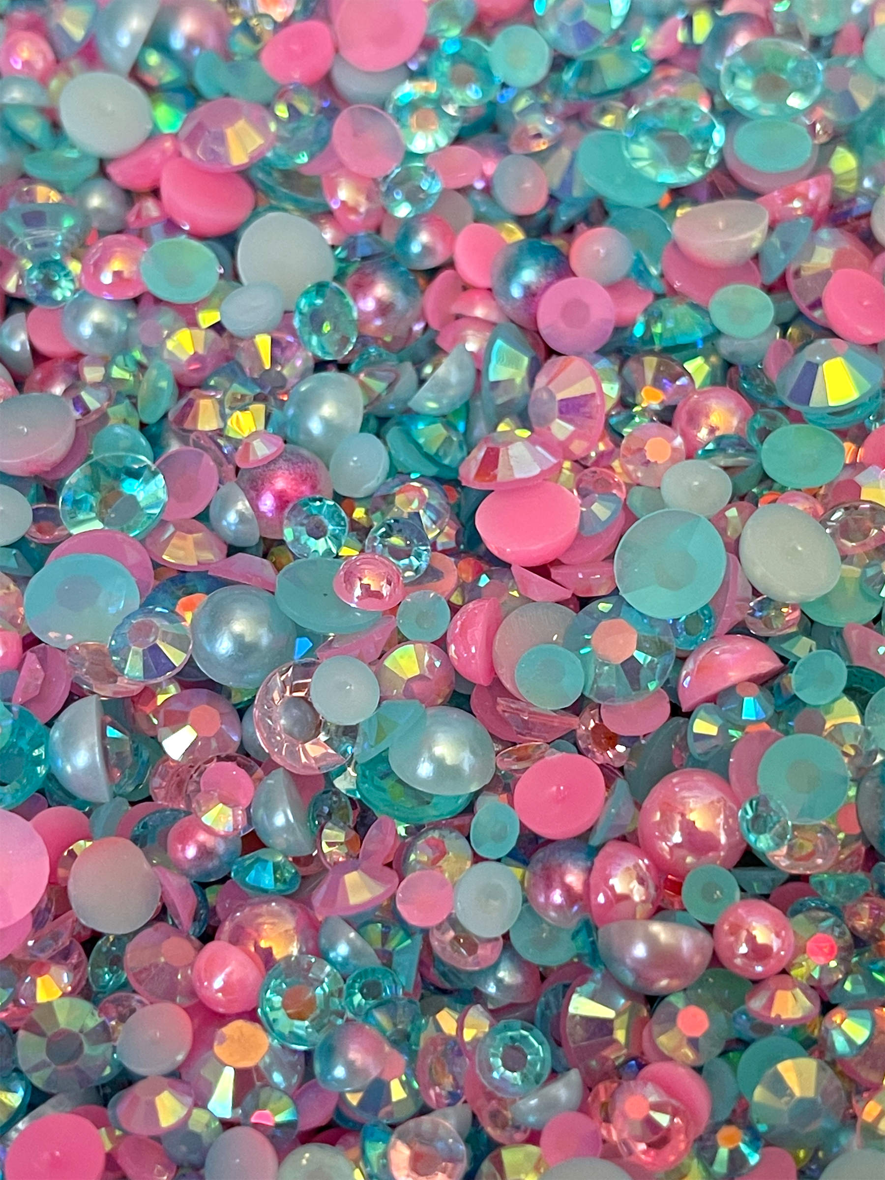 Flat Back Pearl and Rhinestone Mix, Cotton Candy