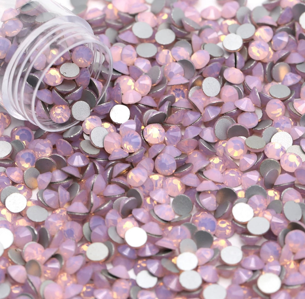 Glass Crystal Rhinestones, SS3-SS20 Mix, Pink Opal