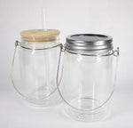 Load image into Gallery viewer, 11oz Snow Globe Sublimation Clear Glass Solar Mason Jar Tumbler, Lantern w/2 lids

