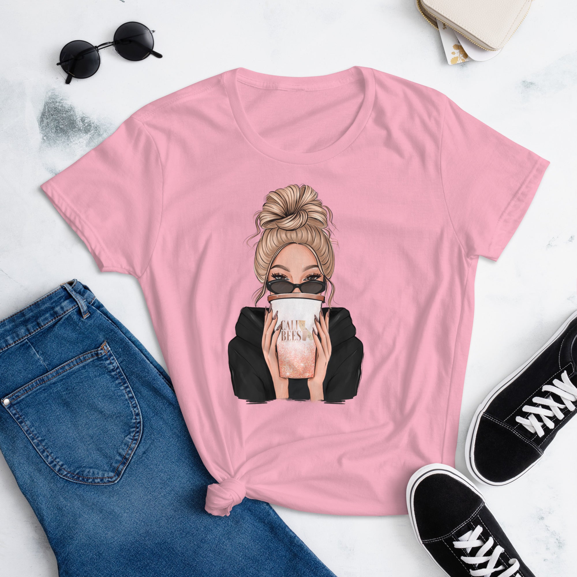 Cali Bees Messy Bun Women's short sleeve T-Shirt